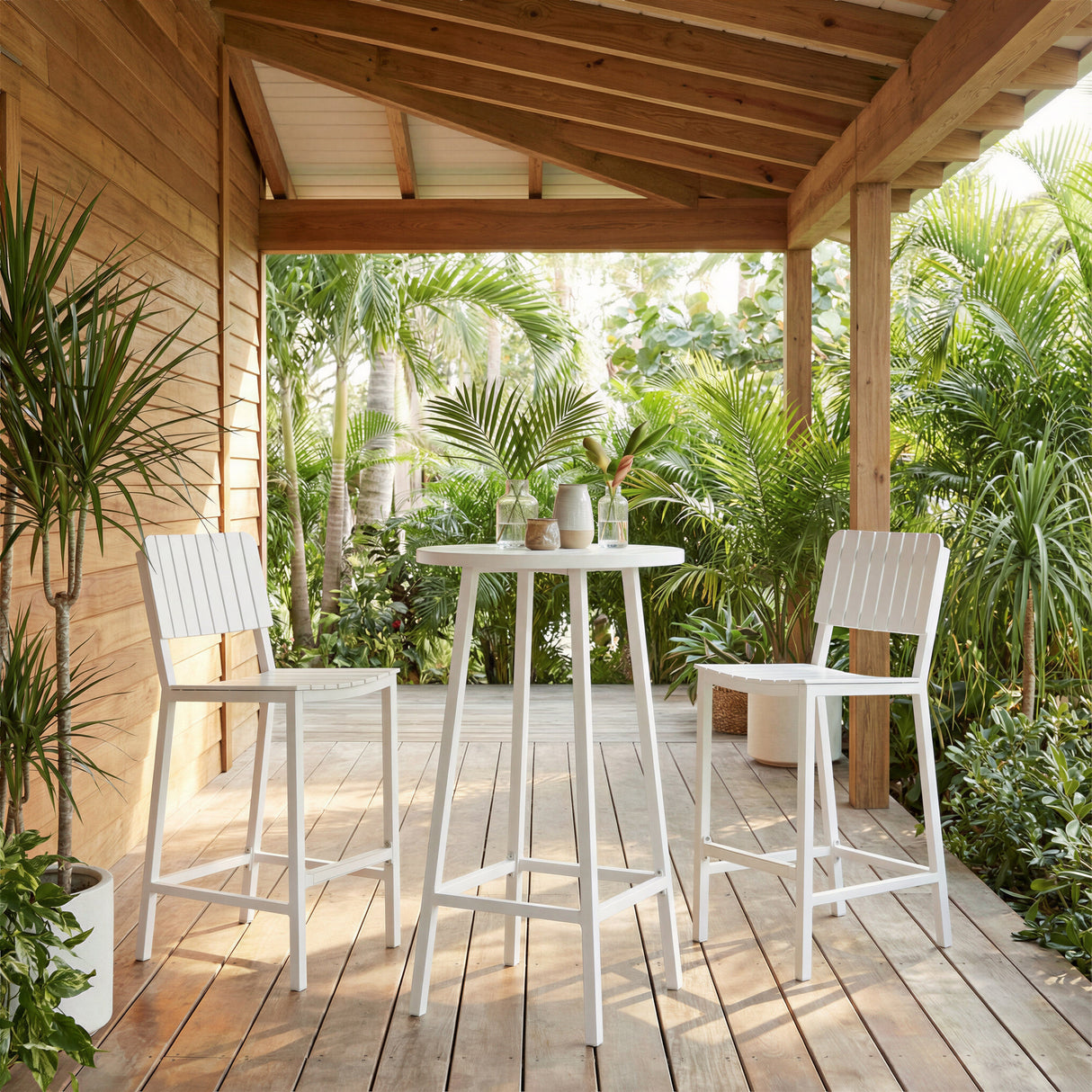 Kayu White Outdoor Barstool by Zuomod at Eve Furniture