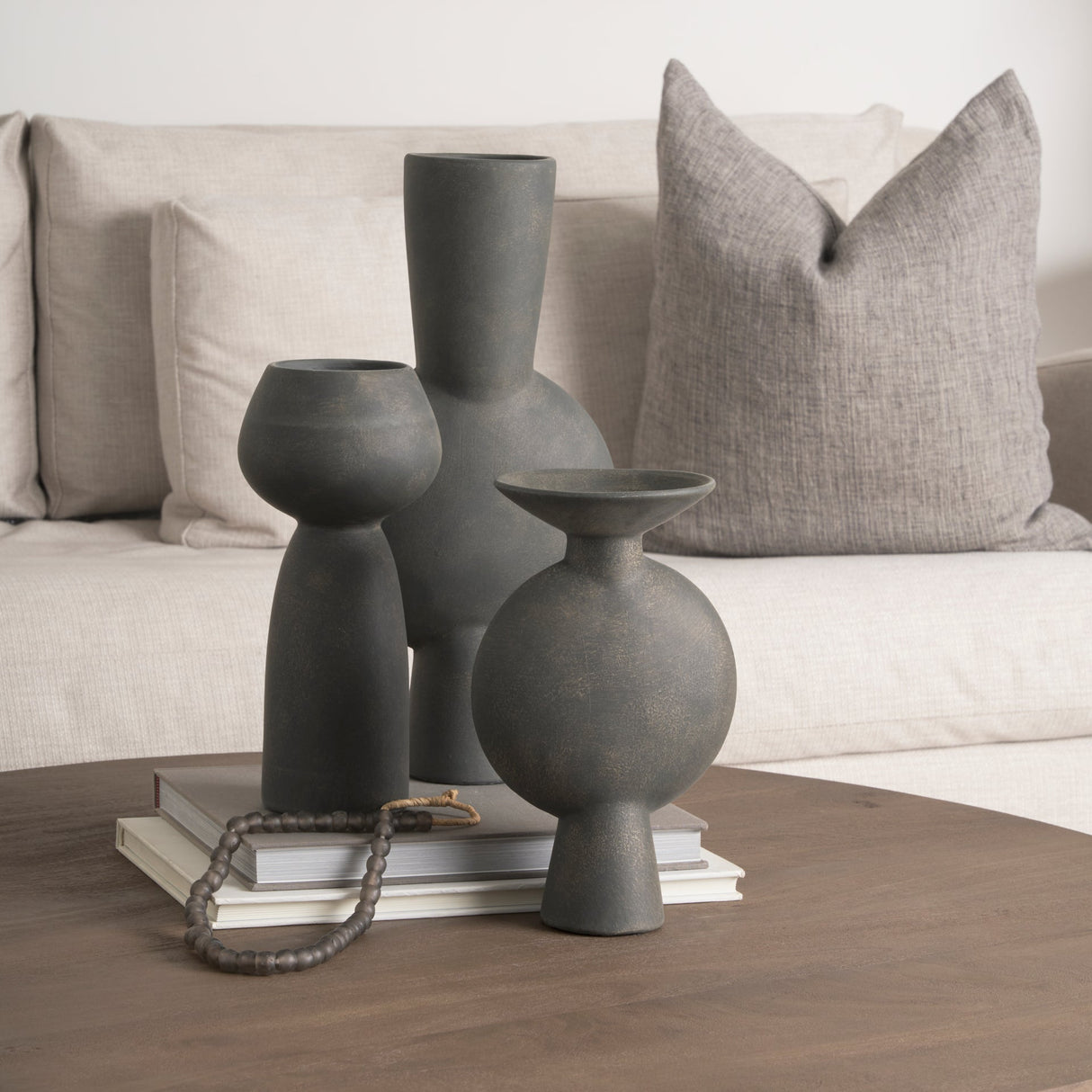 Kaz 8.3L x 3.9W x 16.7H Earthy Brown Ceramic Vase by Mercana at Eve Furniture