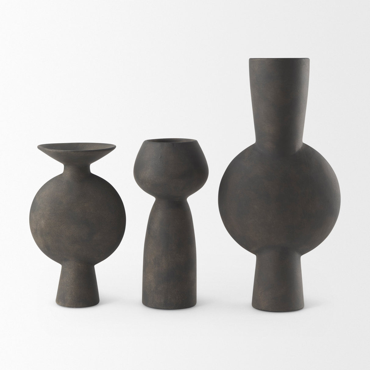 Kaz 8.3L x 3.9W x 16.7H Earthy Brown Ceramic Vase by Mercana at Eve Furniture