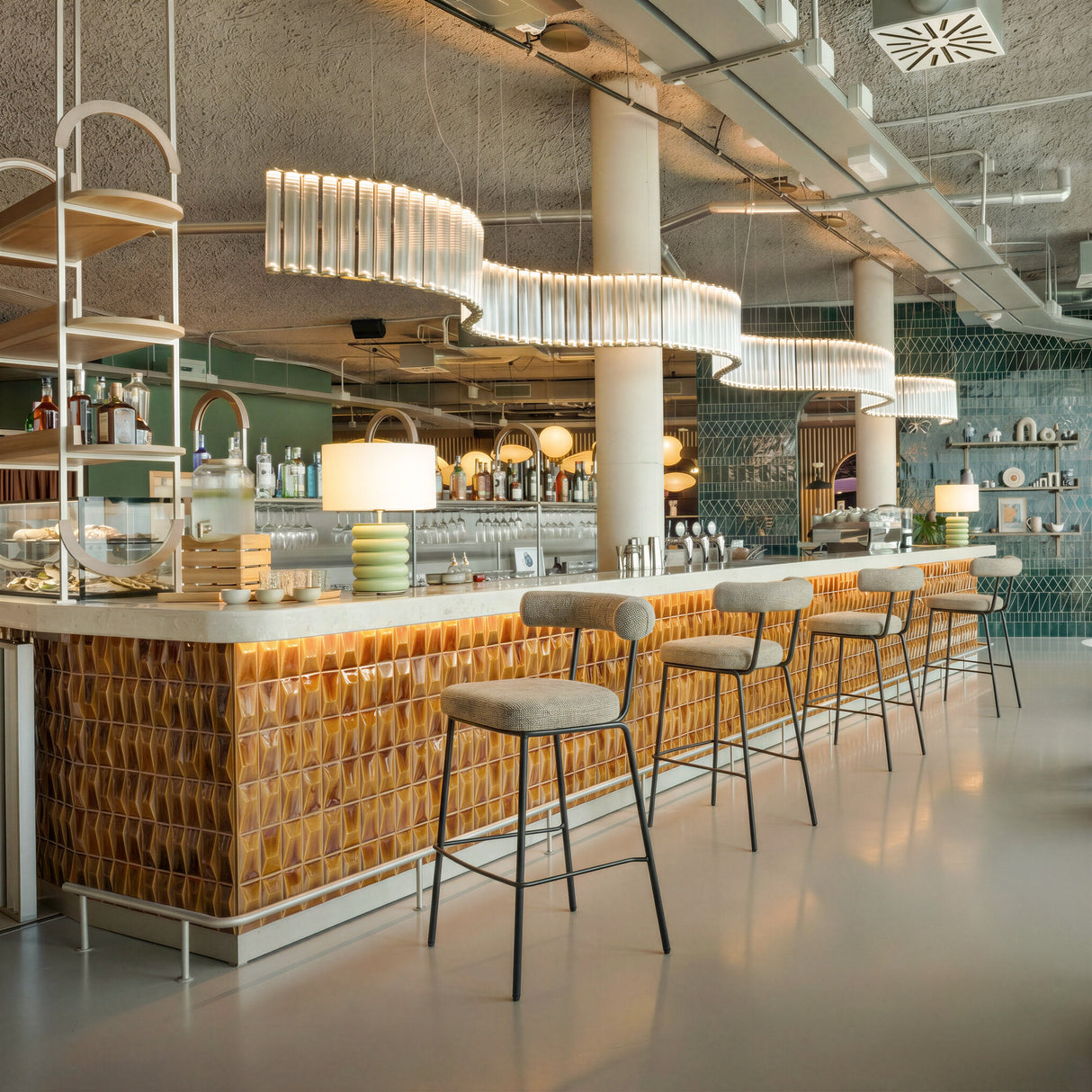 Kede Green Tweed Barstool by Zuomod at Eve Furniture