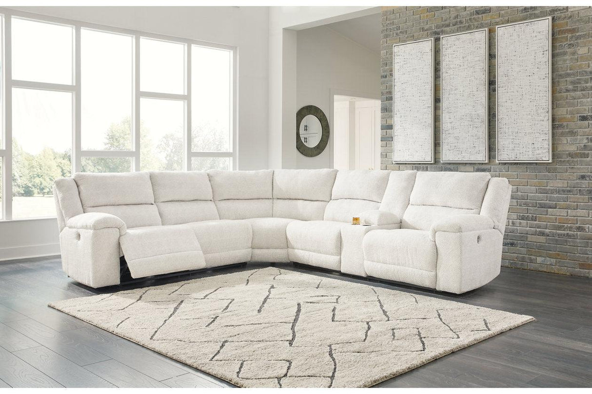 Keensburg Linen 3-Piece Power Reclining LAF Sectional by Ashley at Eve Furniture