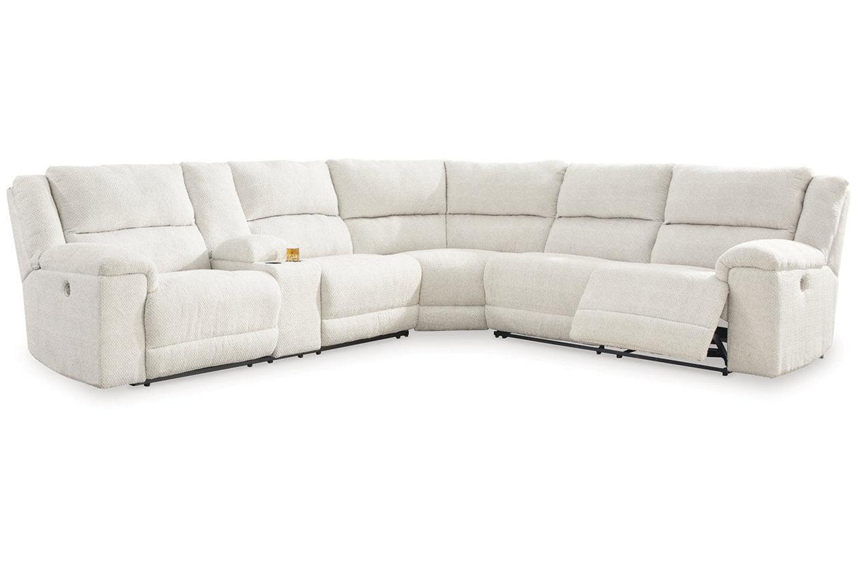Keensburg Linen 3-Piece Power Reclining RAF Sectional by Ashley at Eve Furniture