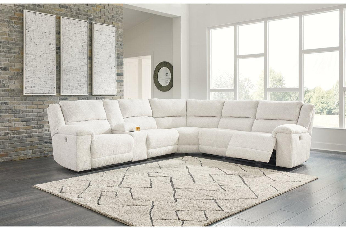 Keensburg Linen 3-Piece Power Reclining RAF Sectional by Ashley at Eve Furniture