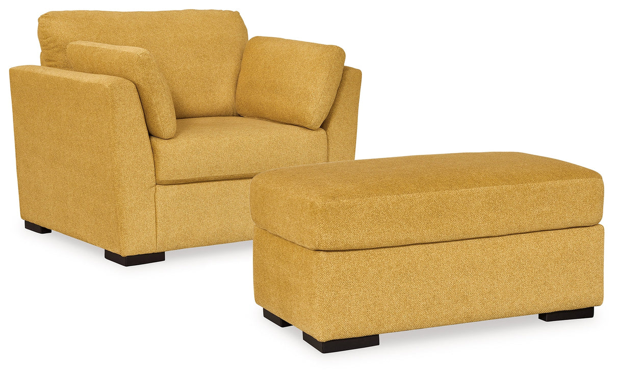 Keerwick Sunflower Chair and Ottoman by Ashley at Eve Furniture