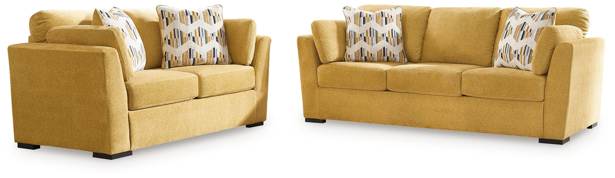 Keerwick Sunflower Sofa, Loveseat, Oversized Chair and Ottoman by Ashley at Eve Furniture