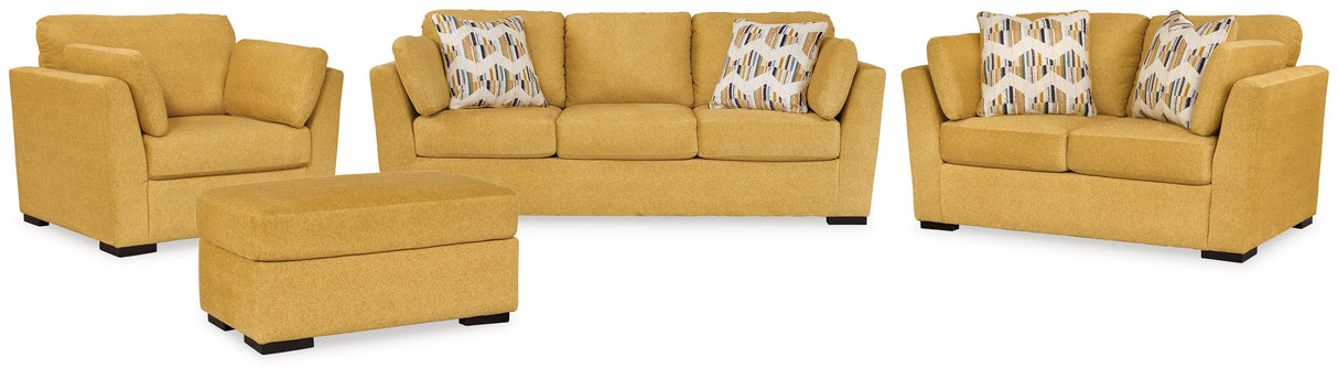 Keerwick Sunflower Sofa, Loveseat, Oversized Chair and Ottoman by Ashley at Eve Furniture