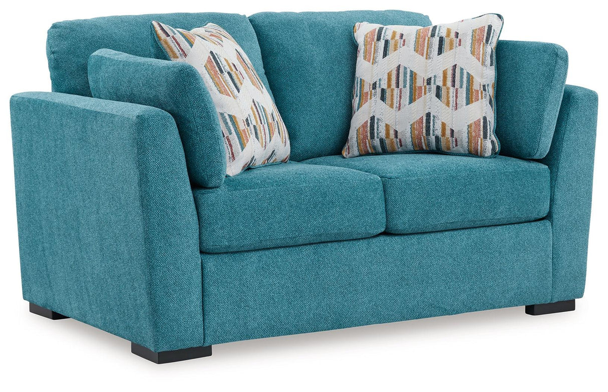 Keerwick Teal Loveseat by Ashley at Eve Furniture