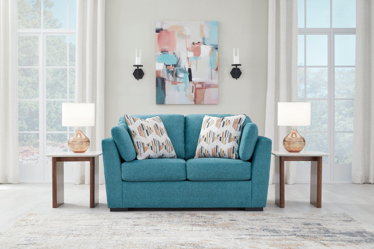 Keerwick Teal Loveseat by Ashley at Eve Furniture