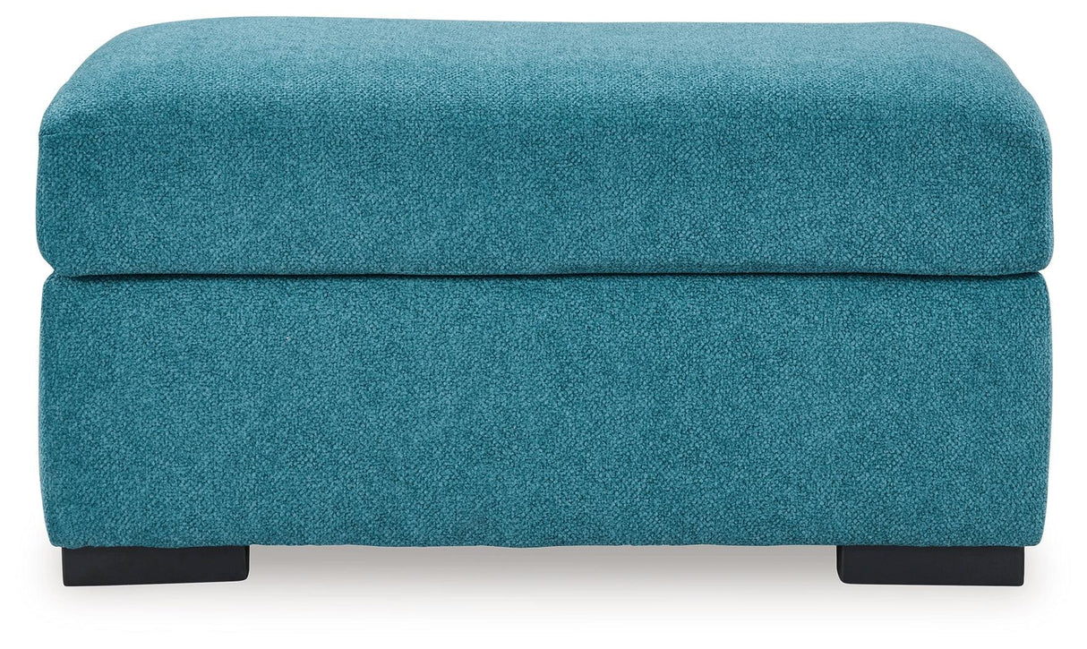 Keerwick Teal Ottoman by Ashley at Eve Furniture