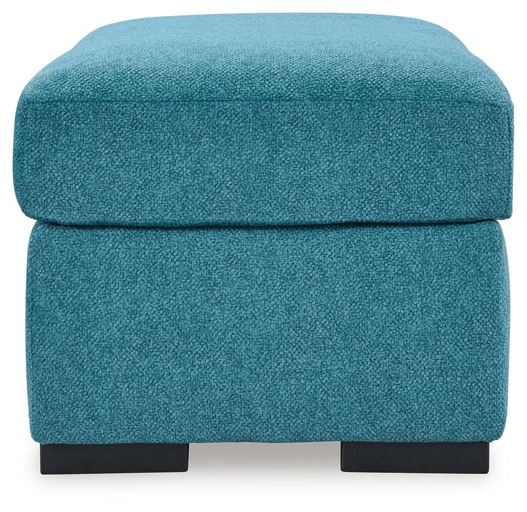 Keerwick Teal Ottoman by Ashley at Eve Furniture