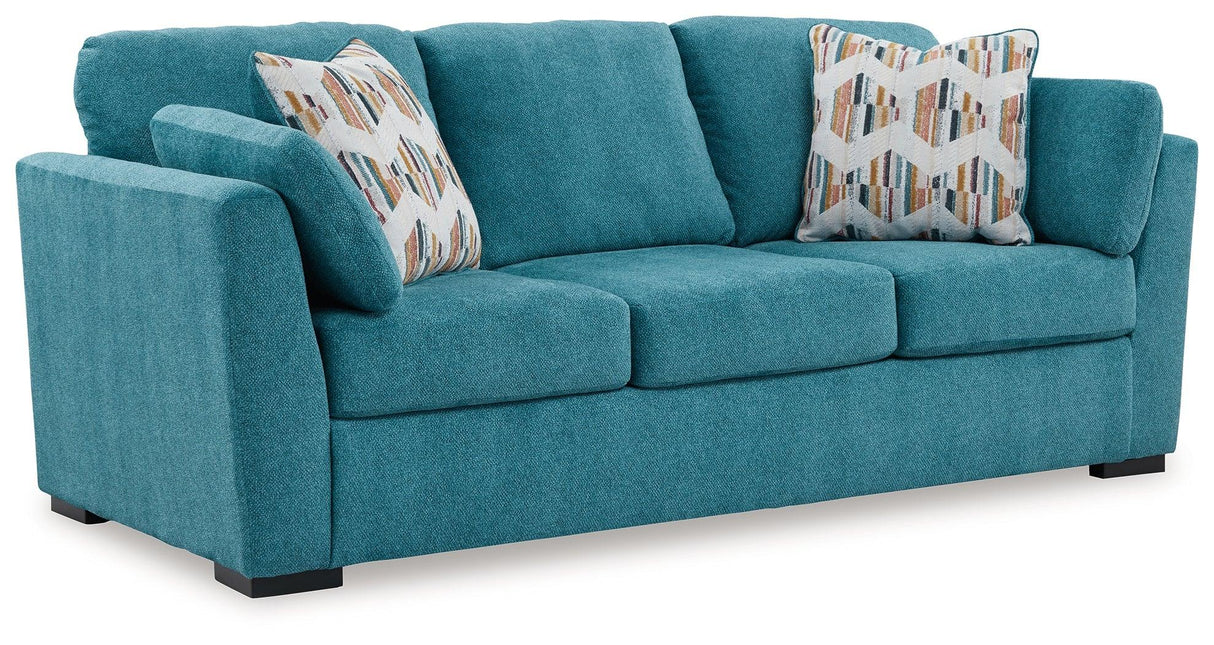Keerwick Teal Queen Sofa Sleeper by Ashley at Eve Furniture