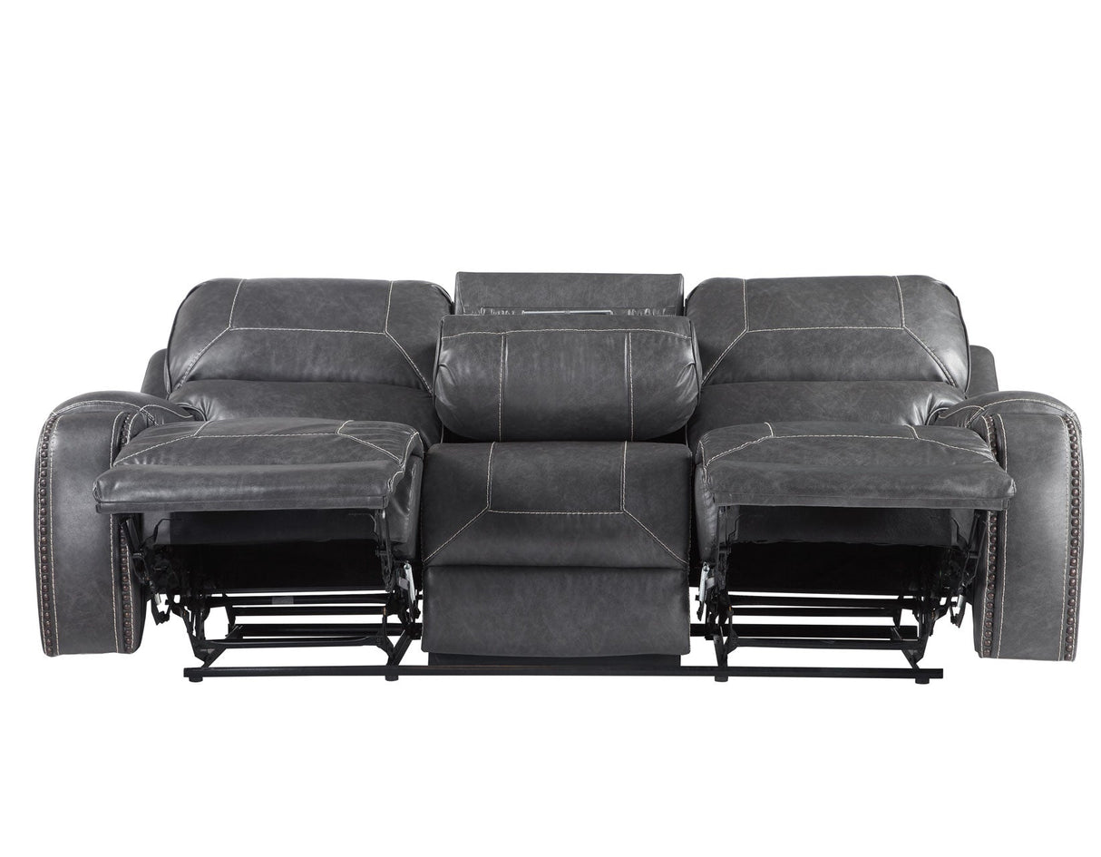 Keily Grey Reclining Sofa with Drop-Down Table by Steve Silver at Eve Furniture