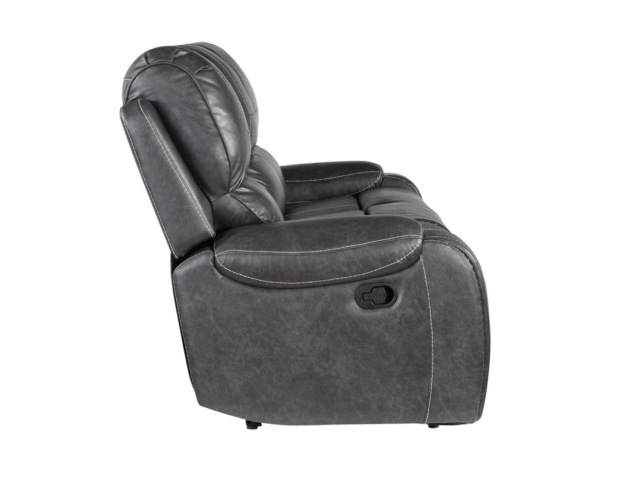 Keily Grey Reclining Sofa with Drop-Down Table by Steve Silver at Eve Furniture
