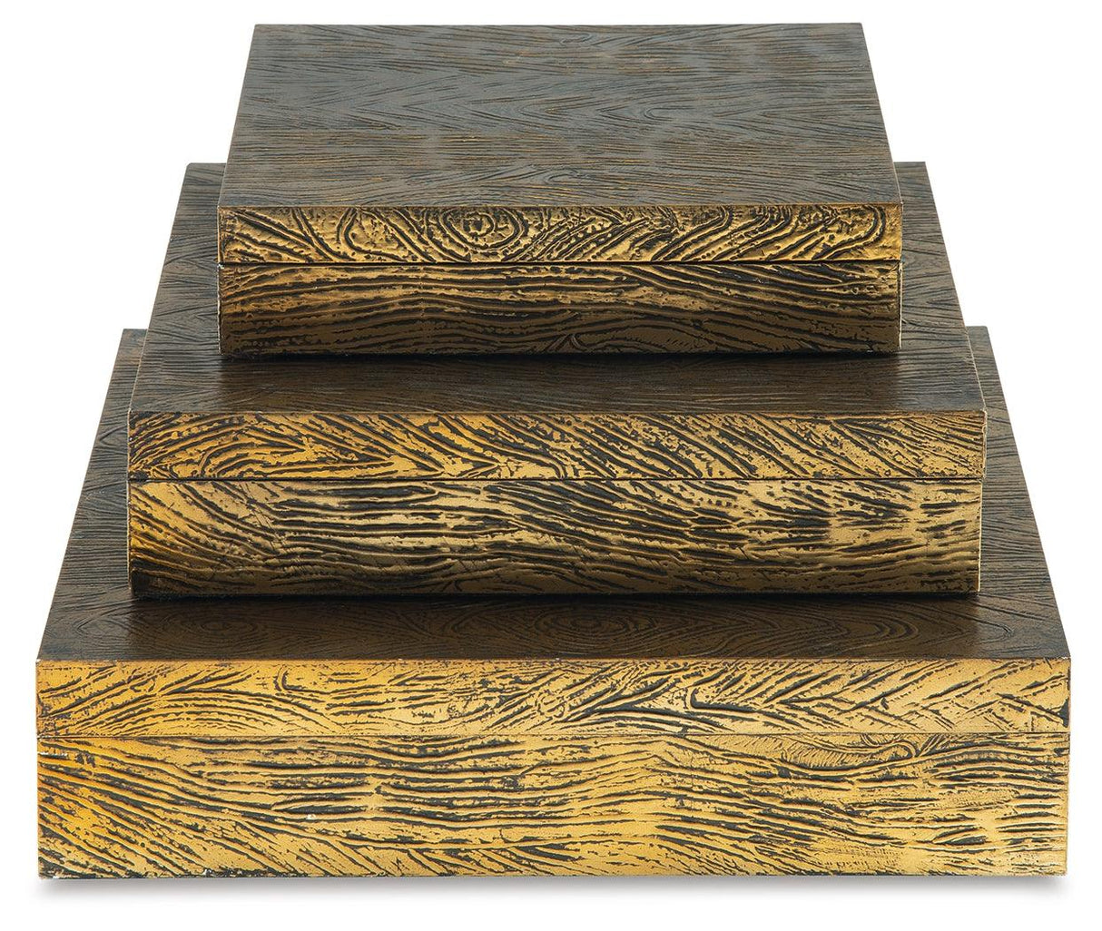 Keldy Antique Brass Finish Box by Ashley at Eve Furniture