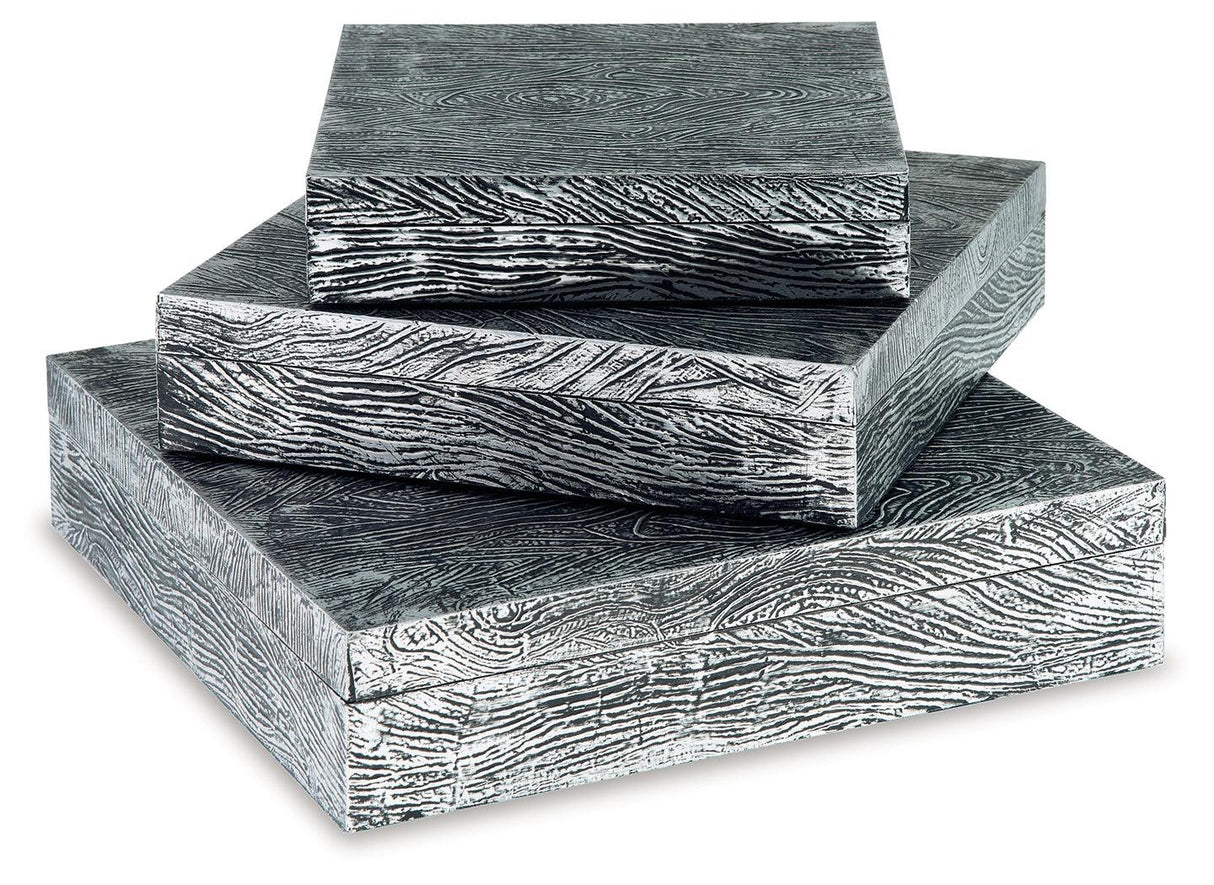 Keldy Antique Pewter Finish Box by Ashley at Eve Furniture