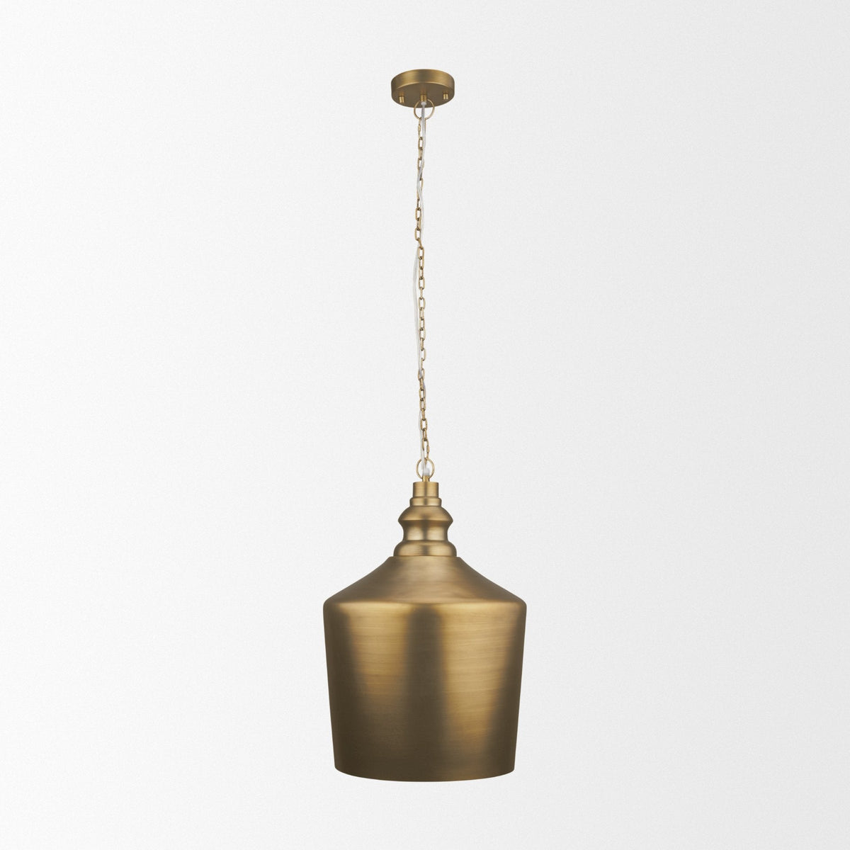 Keller Tall Antiqued Brass Metal 1-Light Pendant by Mercana at Eve Furniture