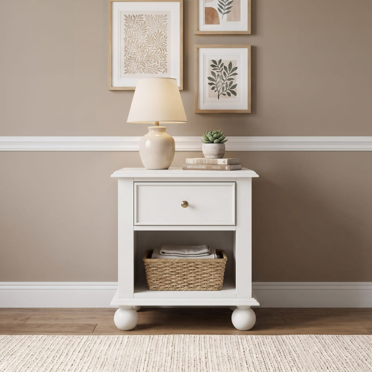 Kellie Milkstone 1-Drawer Nightstand by Modus Furniture at Eve Furniture