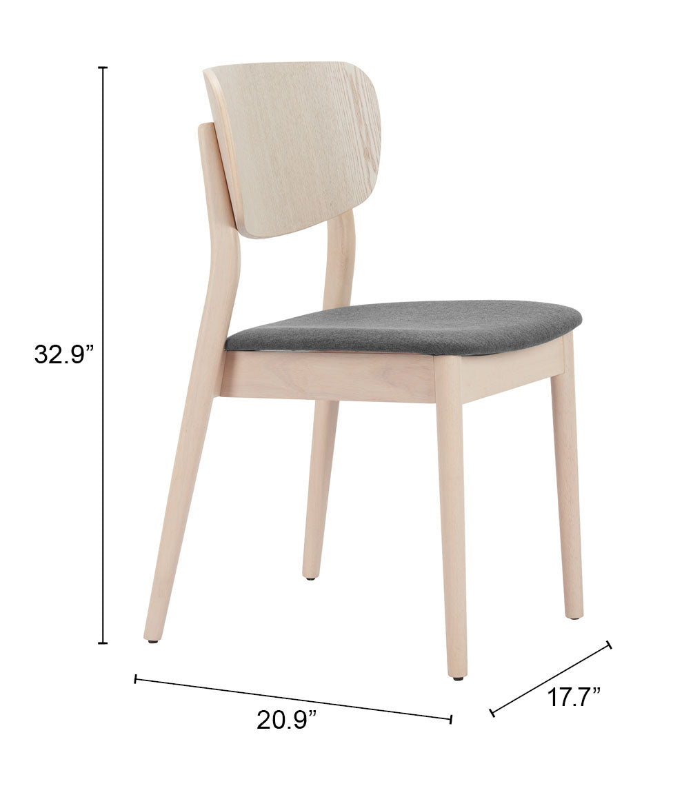 Kellua Gray & Natural Dining Chair (Set of 2) by Zuomod at Eve Furniture