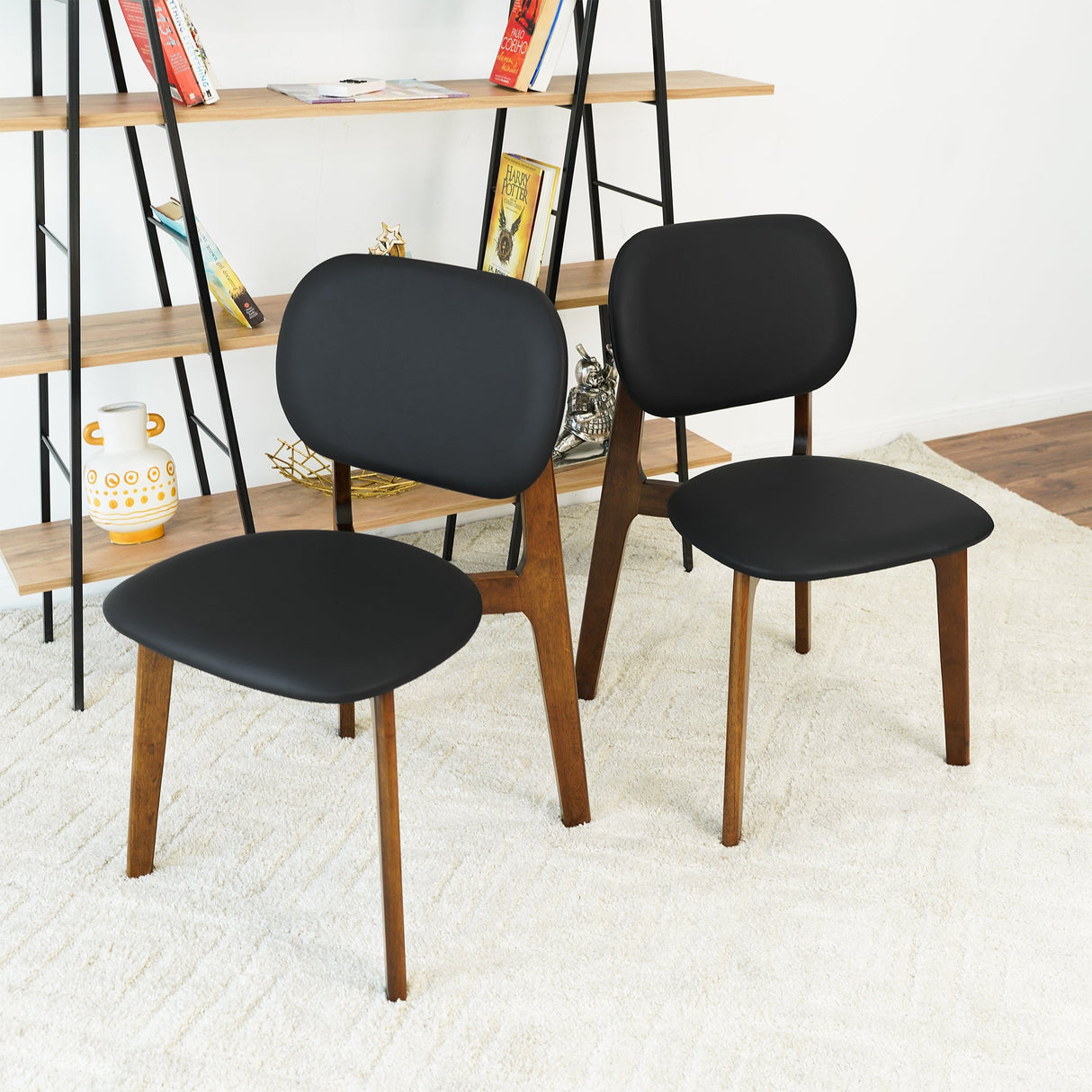 Kelsey Black Leather Dining Chair (Set Of 2) by Ashcroft Furniture at Eve Furniture