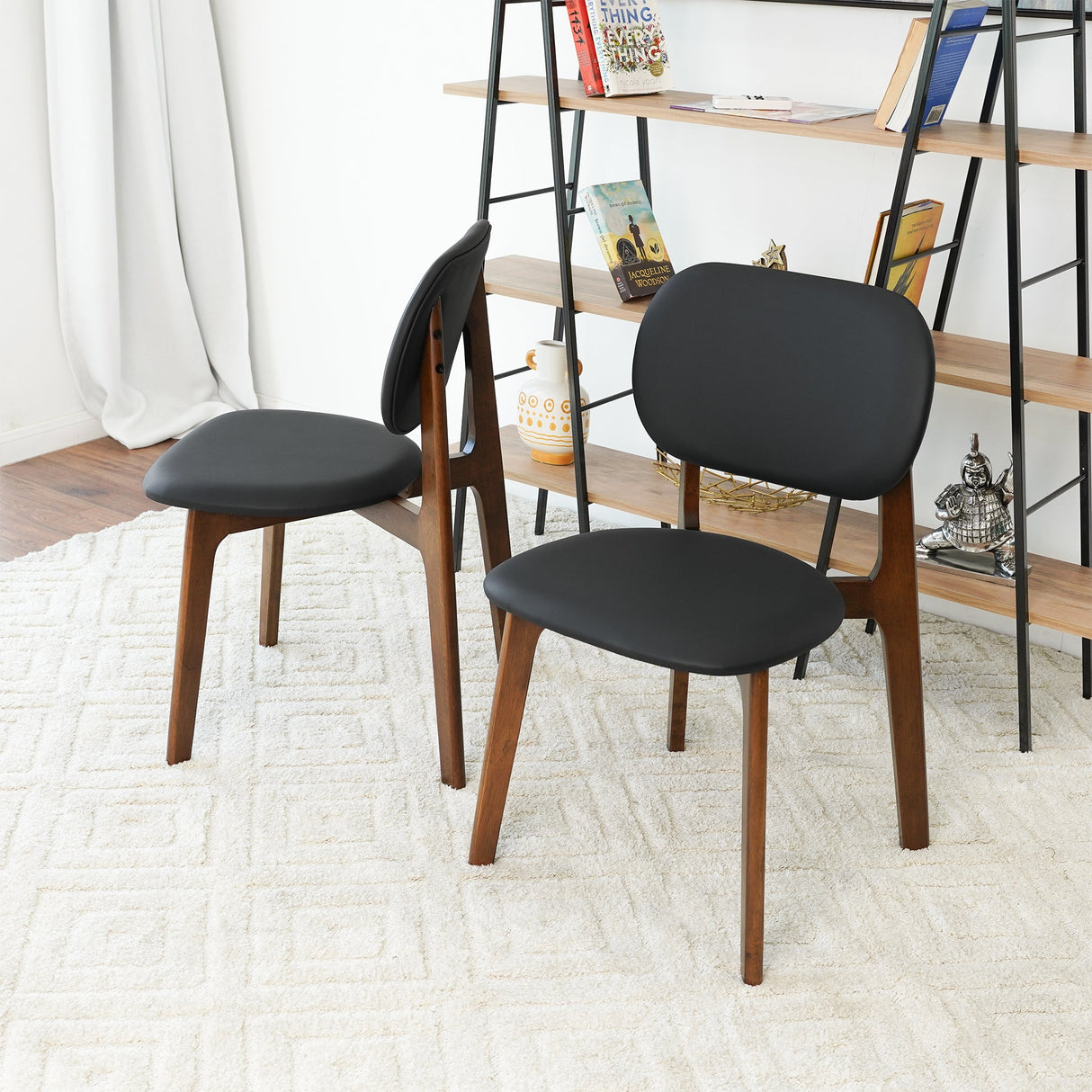 Kelsey Black Leather Dining Chair (Set Of 2) by Ashcroft Furniture at Eve Furniture