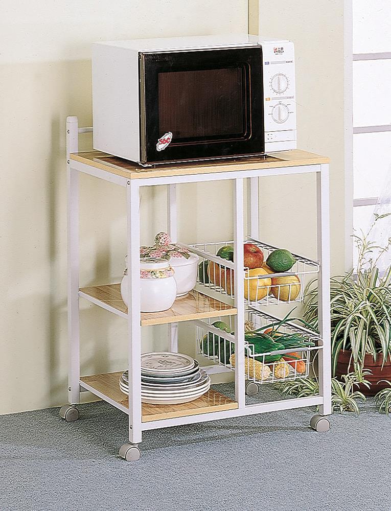 Kelvin Natural Brown/White 2-Shelf Kitchen Cart by Coaster at Eve Furniture