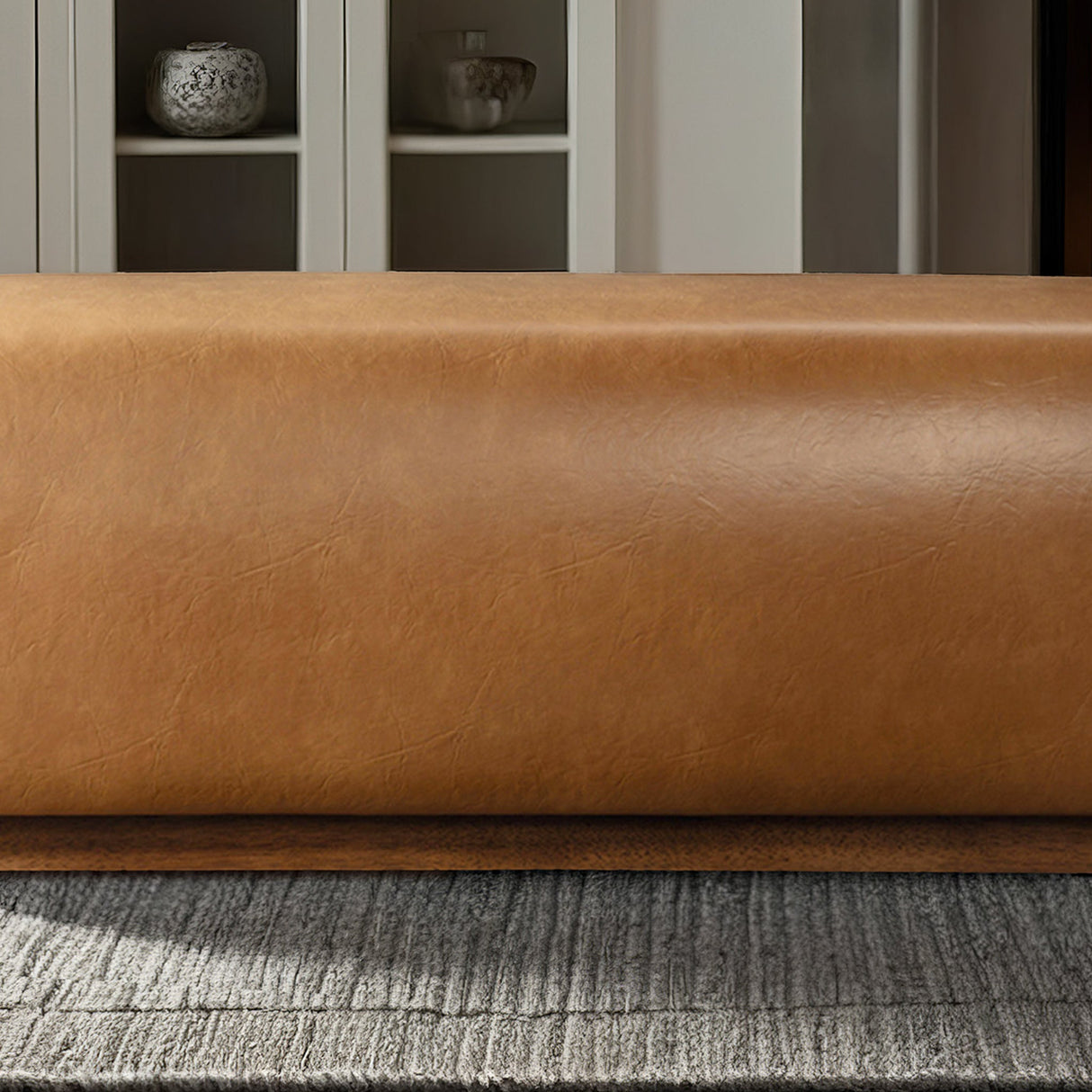 Kelvin Tan Vegan Leather Bench by Ashcroft Furniture at Eve Furniture