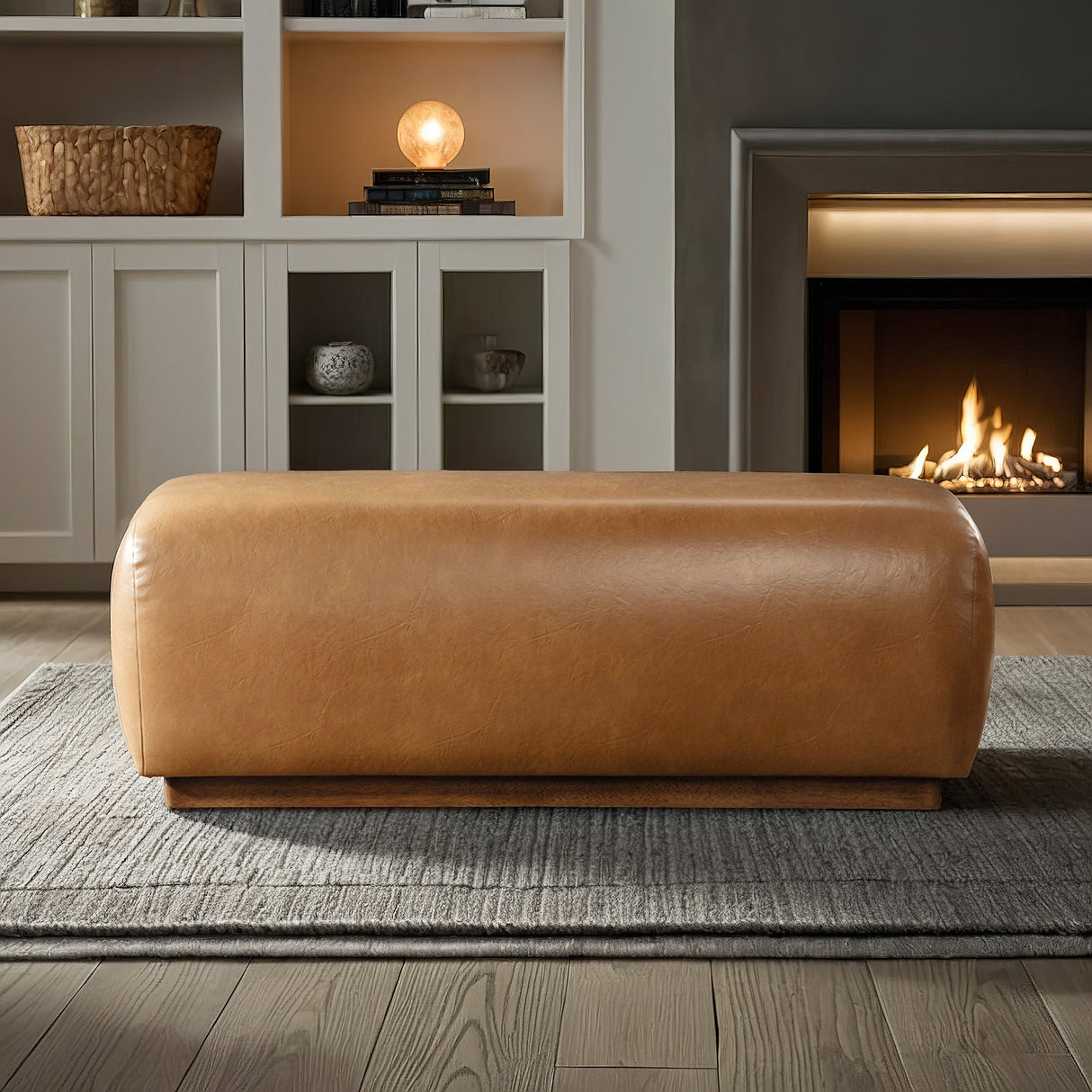 Kelvin Tan Vegan Leather Bench by Ashcroft Imports at Eve Furniture