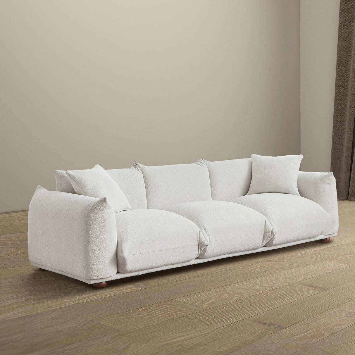 Kely 100'' Cream Boucle Upholstered Sofa by Ashcroft Furniture at Eve Furniture