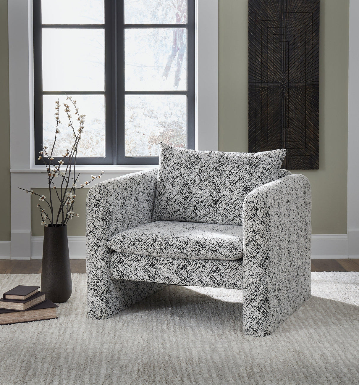 Kenbell Black/White Accent Chair by Ashley at Eve Furniture