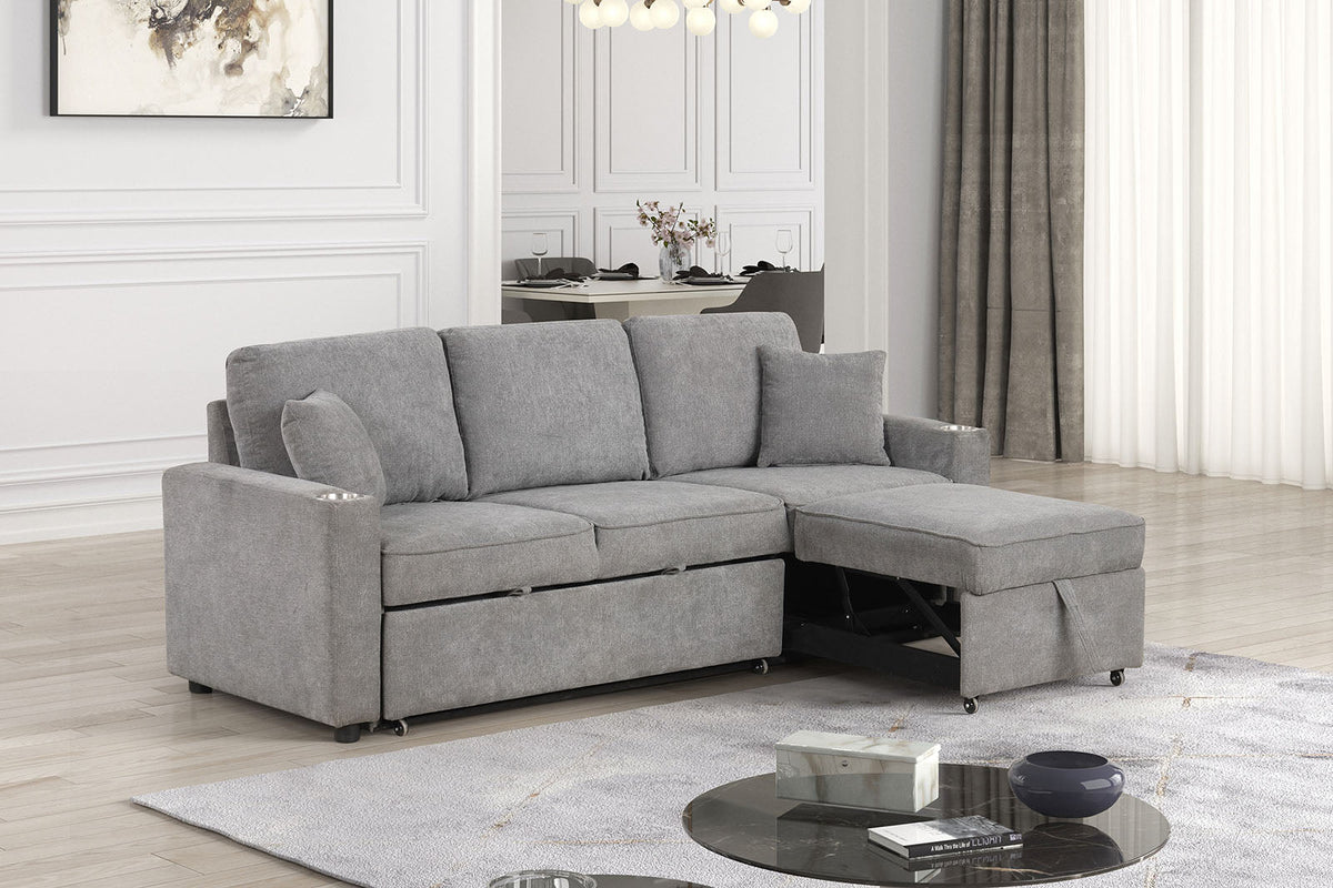 Kendal Gray Sleeper Sofa Sectional by Furniture of America at Eve Furniture