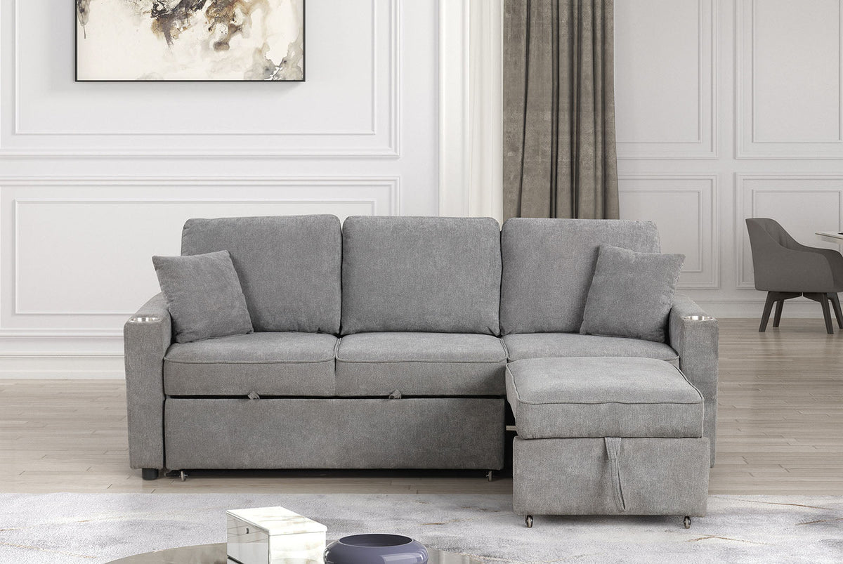 Kendal Gray Sleeper Sofa Sectional by Furniture of America at Eve Furniture