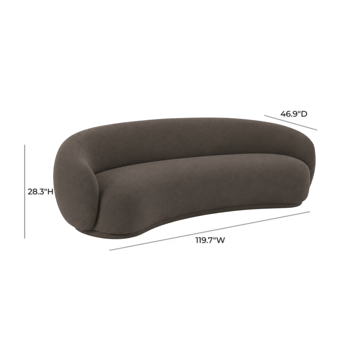 Kendall 120" Java Brown Textured Chenille Sofa by TOV Furniture at Eve Furniture