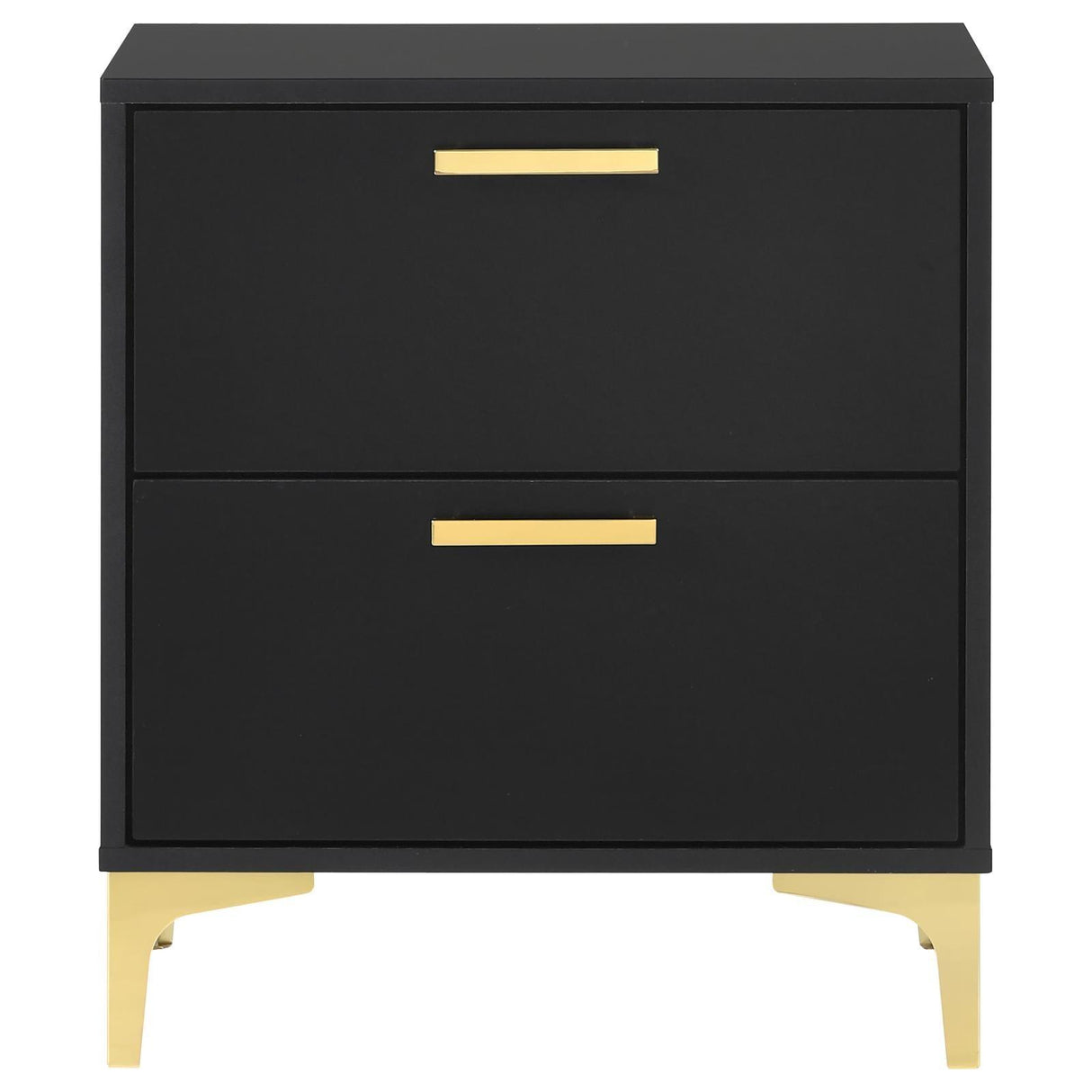 Kendall Black and Gold 2-Drawer Nightstand by Coaster at Eve Furniture