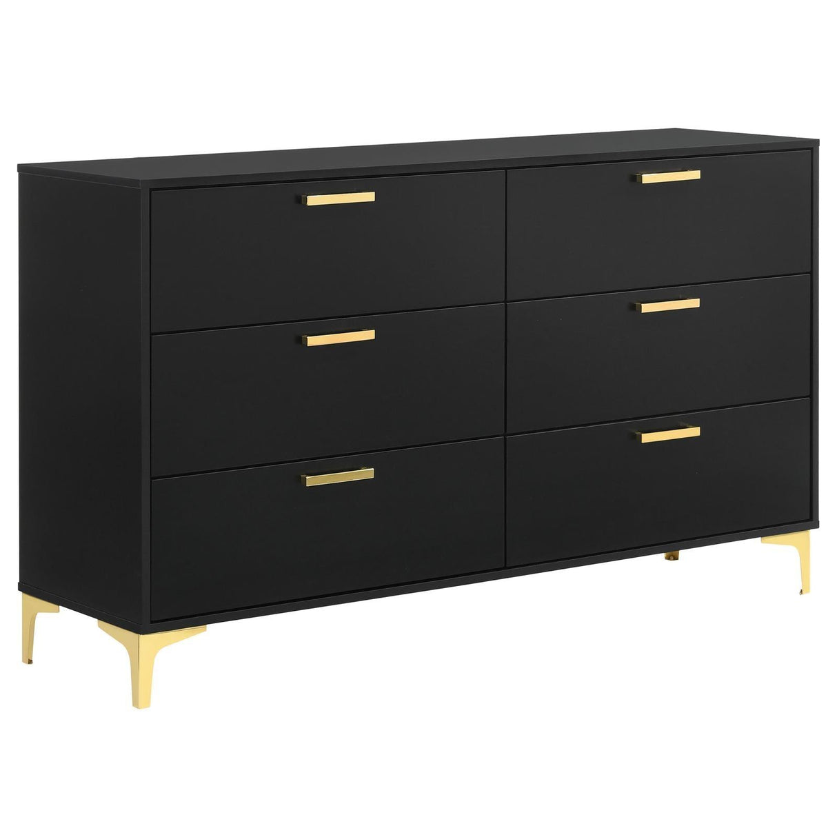 Kendall Black and Gold 6-Drawer Dresser by Coaster at Eve Furniture