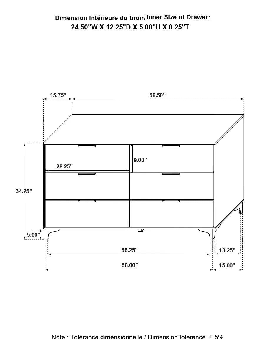 Kendall Black and Gold 6-Drawer Dresser by Coaster at Eve Furniture