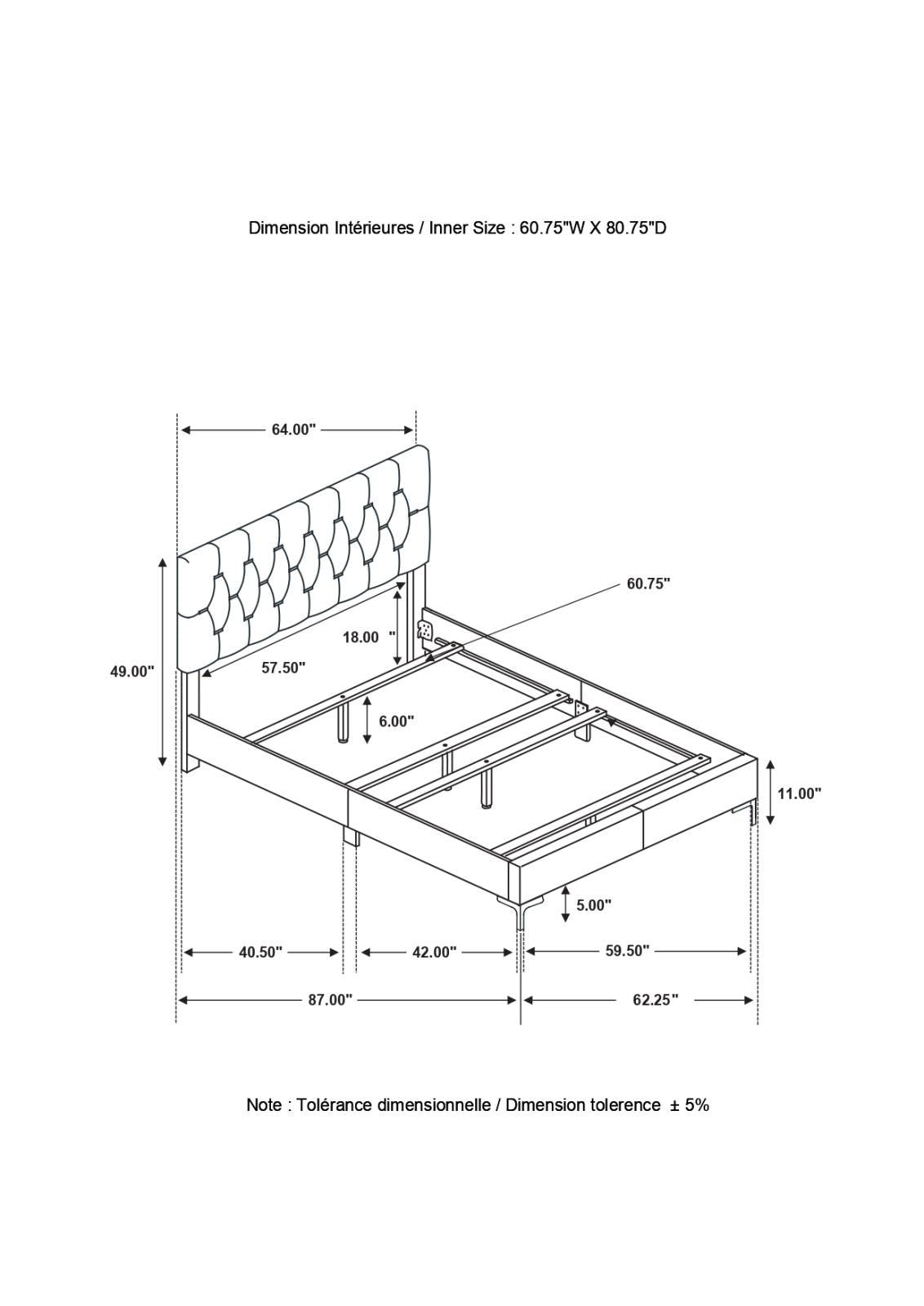 Kendall Black/Gold 4-Piece Tufted Panel Queen Bedroom Set by Coaster at Eve Furniture