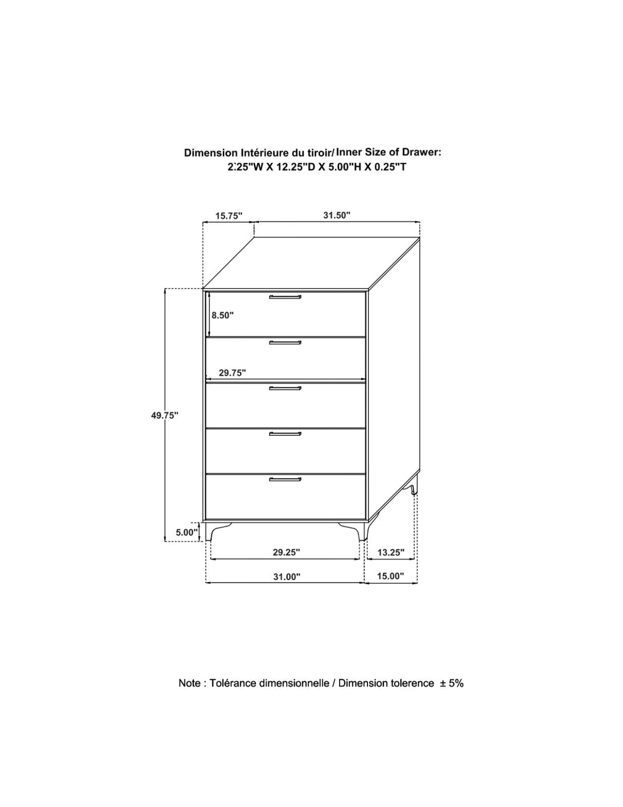 Kendall Black/Gold 5-Piece Tufted Panel Queen Bedroom Set by Coaster at Eve Furniture