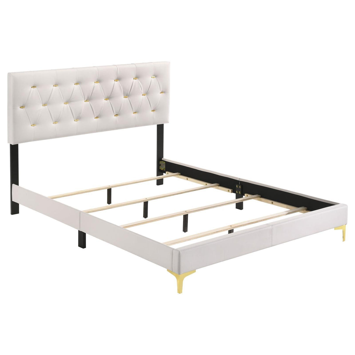 Kendall White Tufted Upholstered Panel Eastern King Bed by Coaster at Eve Furniture