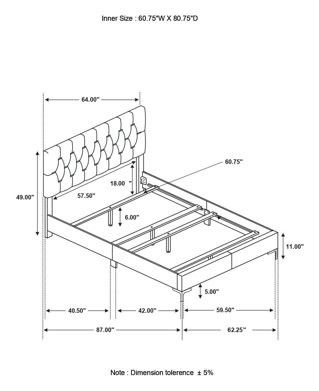 Kendall White Tufted Upholstered Panel Queen Bed by Coaster at Eve Furniture