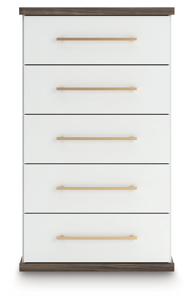 Kendanport Brown/White Five Drawer Chest by Ashley at Eve Furniture