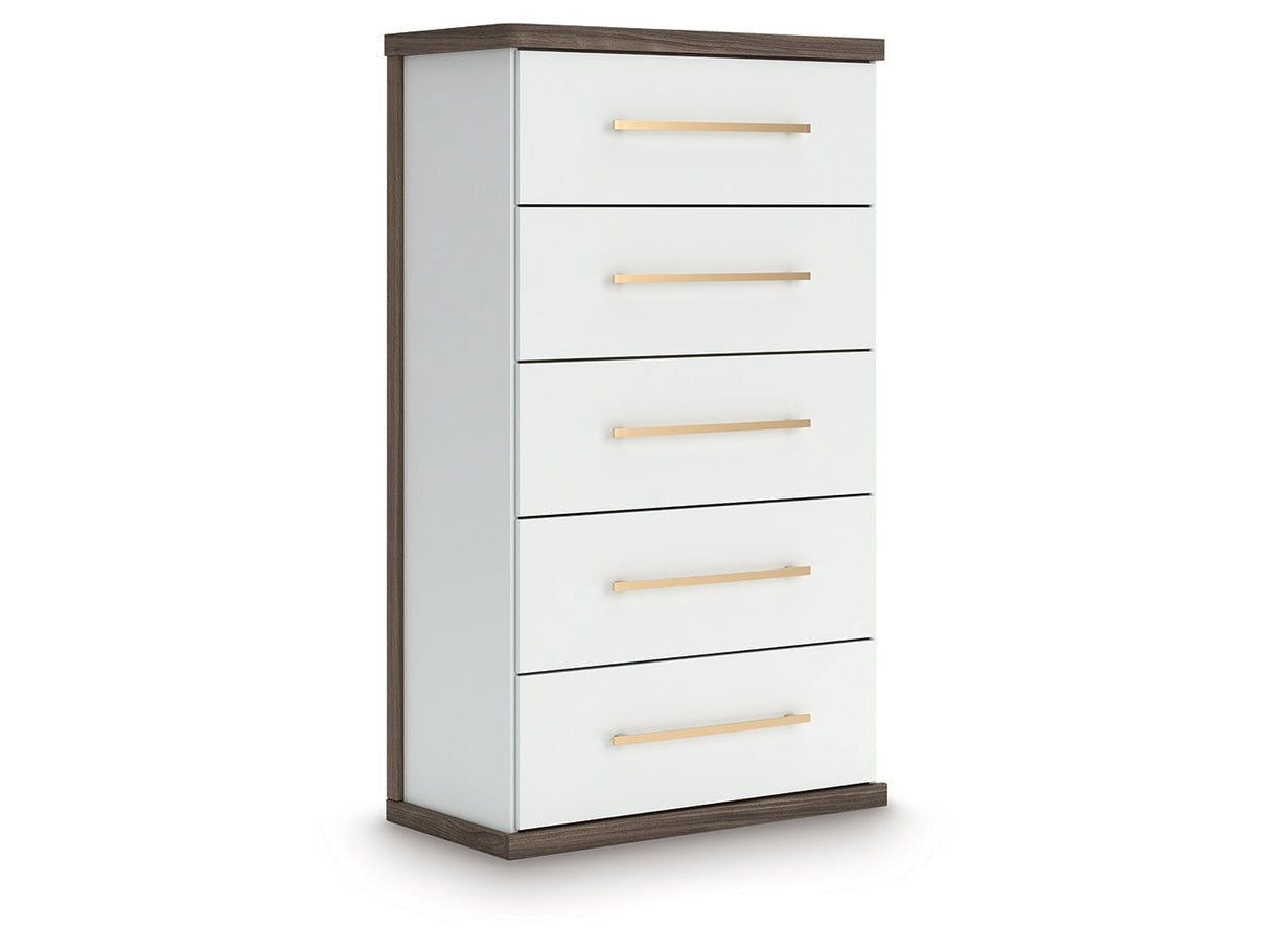 Kendanport Brown/White Five Drawer Chest by Ashley at Eve Furniture