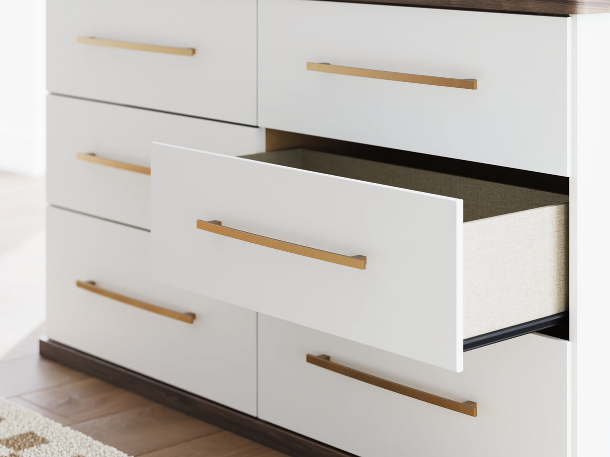 Kendanport Brown/White Six Drawer Dresser by Ashley at Eve Furniture