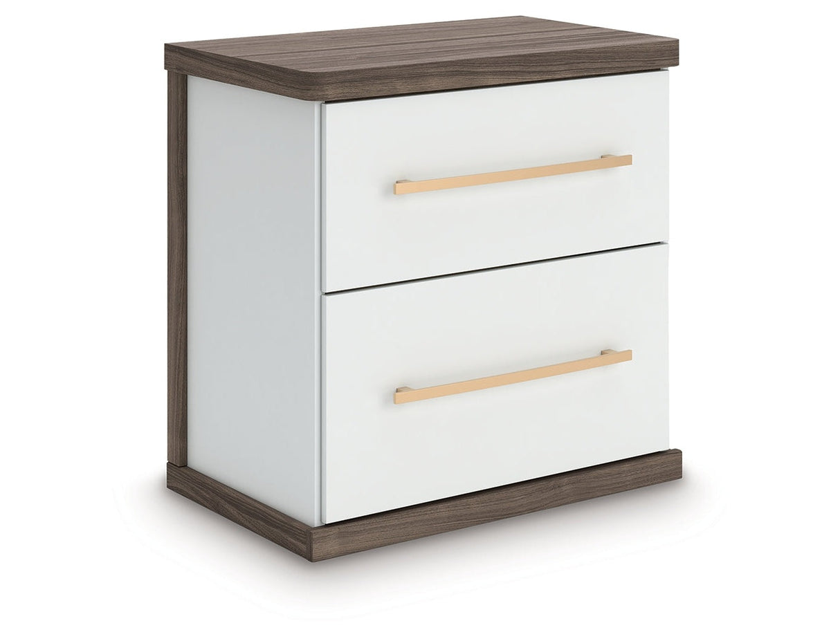 Kendanport Brown/White Two Drawer Night Stand by Ashley at Eve Furniture