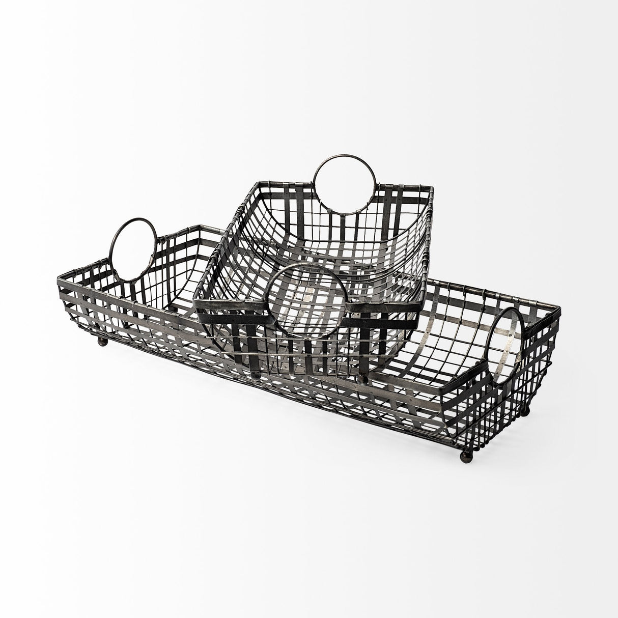 Kenneth (Set of 2) Gray Metal Baskets by Mercana at Eve Furniture