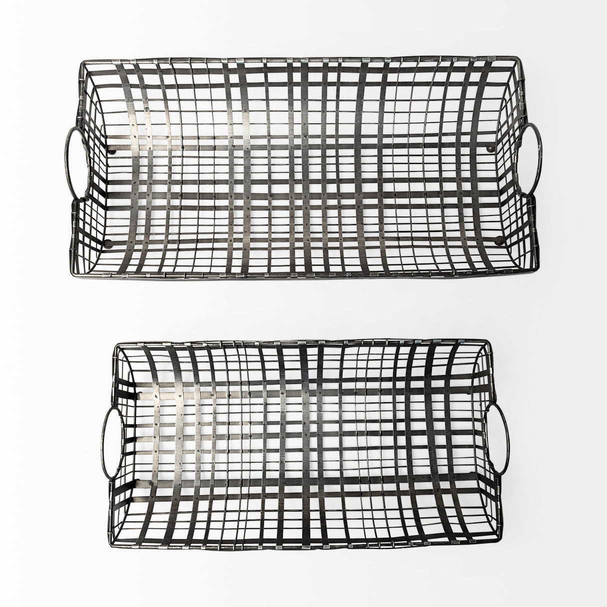 Kenneth (Set of 2) Gray Metal Baskets by Mercana at Eve Furniture
