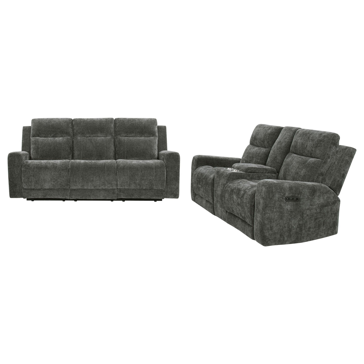 Kennett Dark Gray 2-Piece Chenille Power Reclining Set by Coaster at Eve Furniture