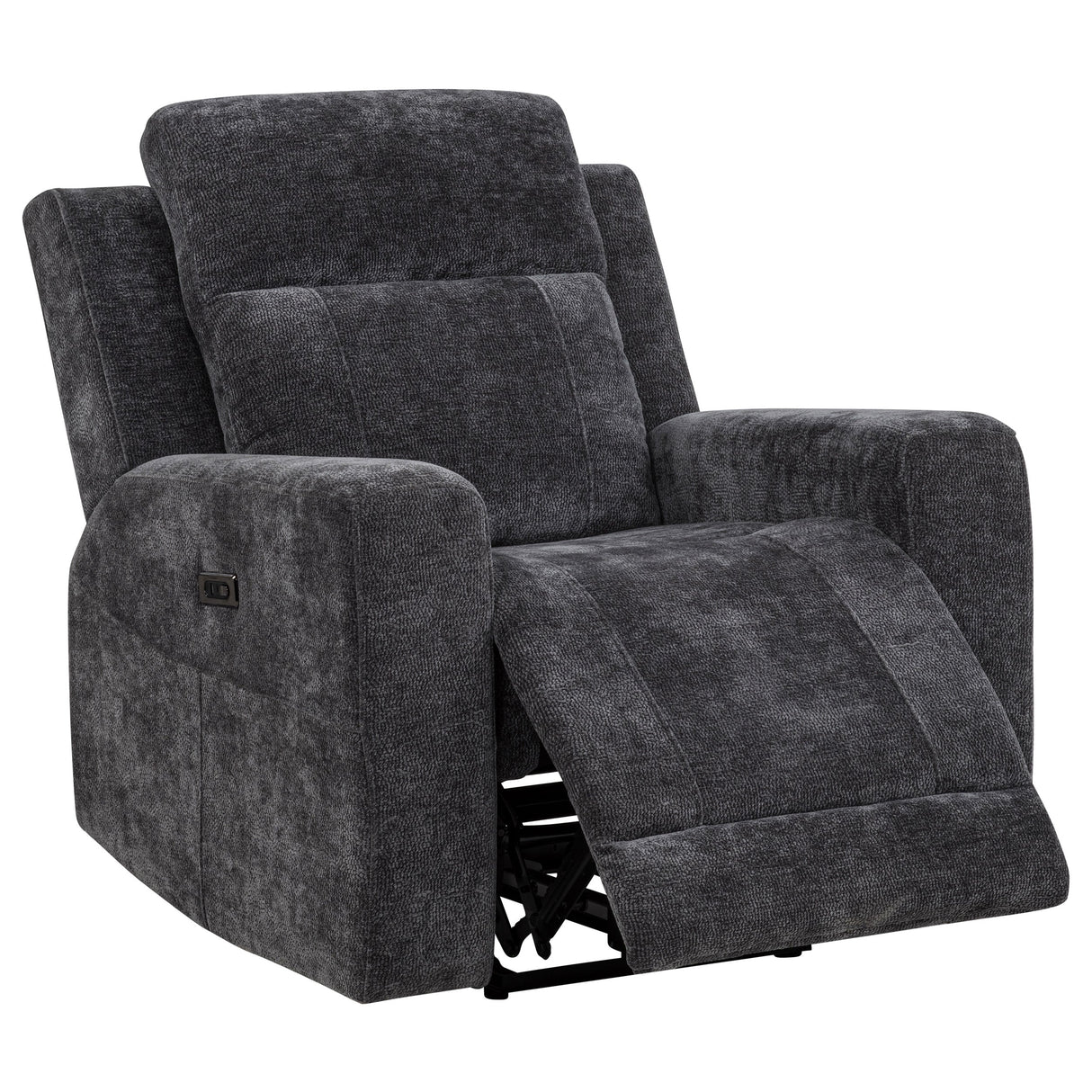 Kennett Dark Grey Chenille Upholstered Power Recliner Chair by Coaster at Eve Furniture