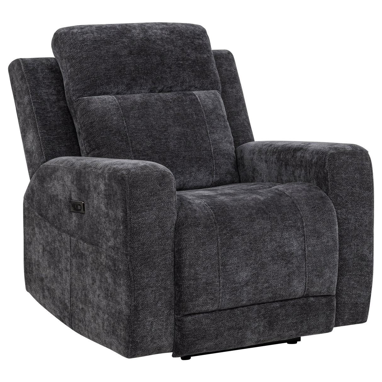 Kennett Dark Grey Chenille Upholstered Power Recliner Chair by Coaster at Eve Furniture