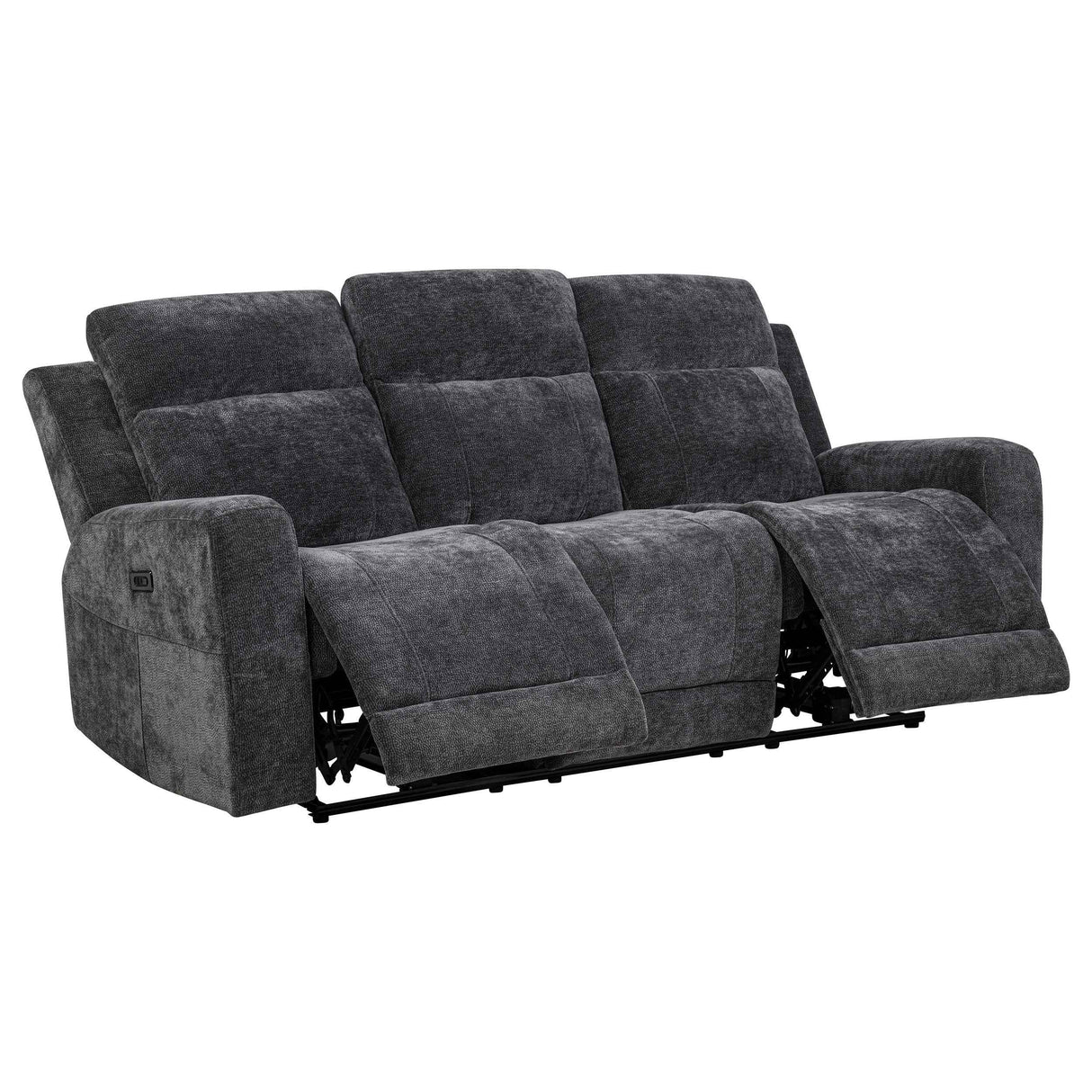 Kennett Dark Grey Chenille Upholstered Power Reclining Sofa by Coaster at Eve Furniture