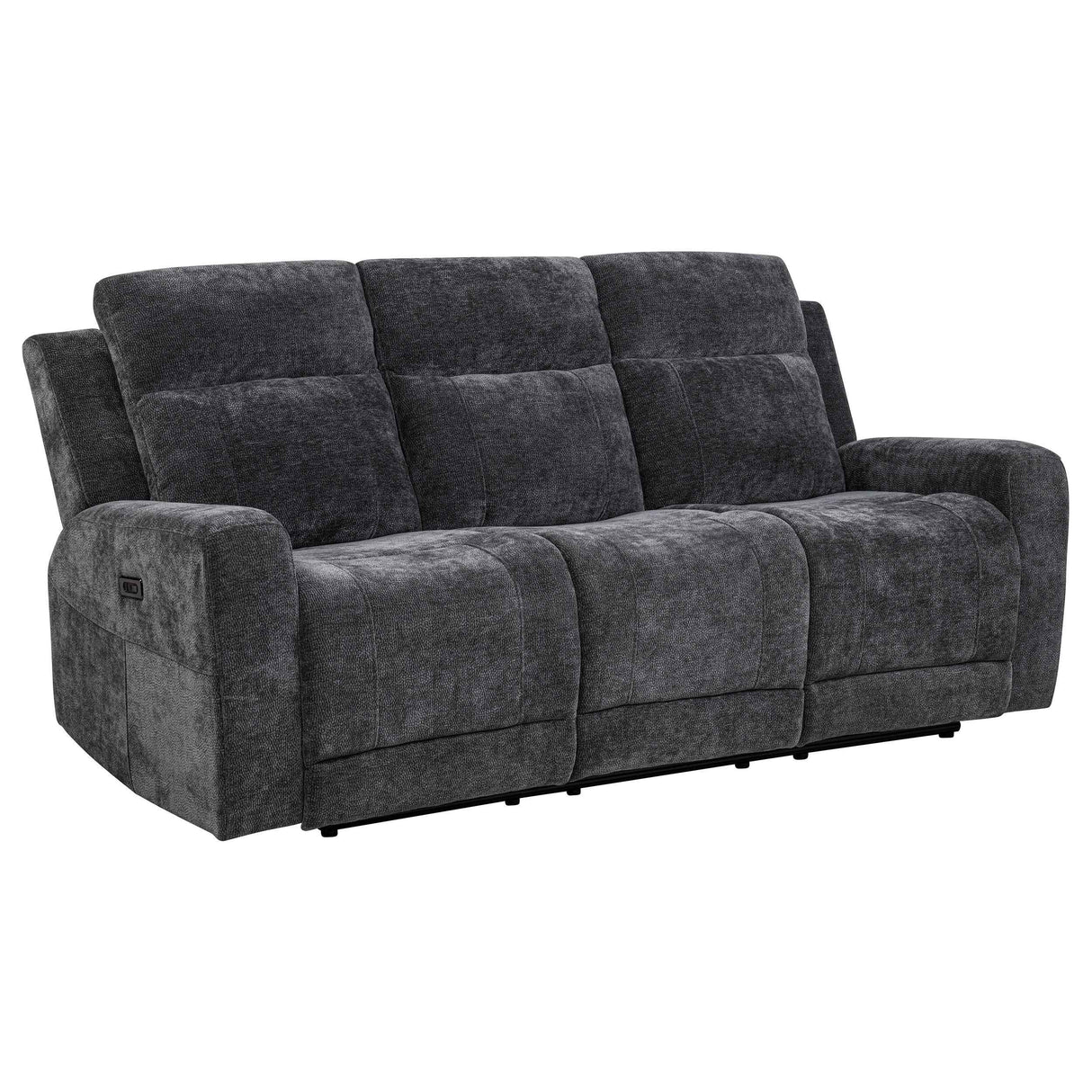Kennett Dark Grey Chenille Upholstered Power Reclining Sofa by Coaster at Eve Furniture